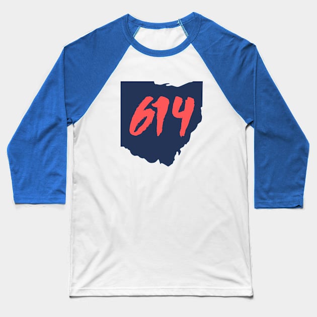 Columbus Ohio 614 Area Code Baseball T-Shirt by crackstudiodsgn